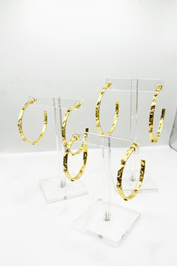 Hammered Gold and Rhinestone Hoop
