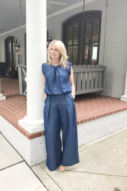 Summer Fun Shirt and Wide Leg Pants Set