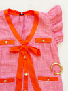 Contrast Ribbon Detailed Tweed Mini Dress