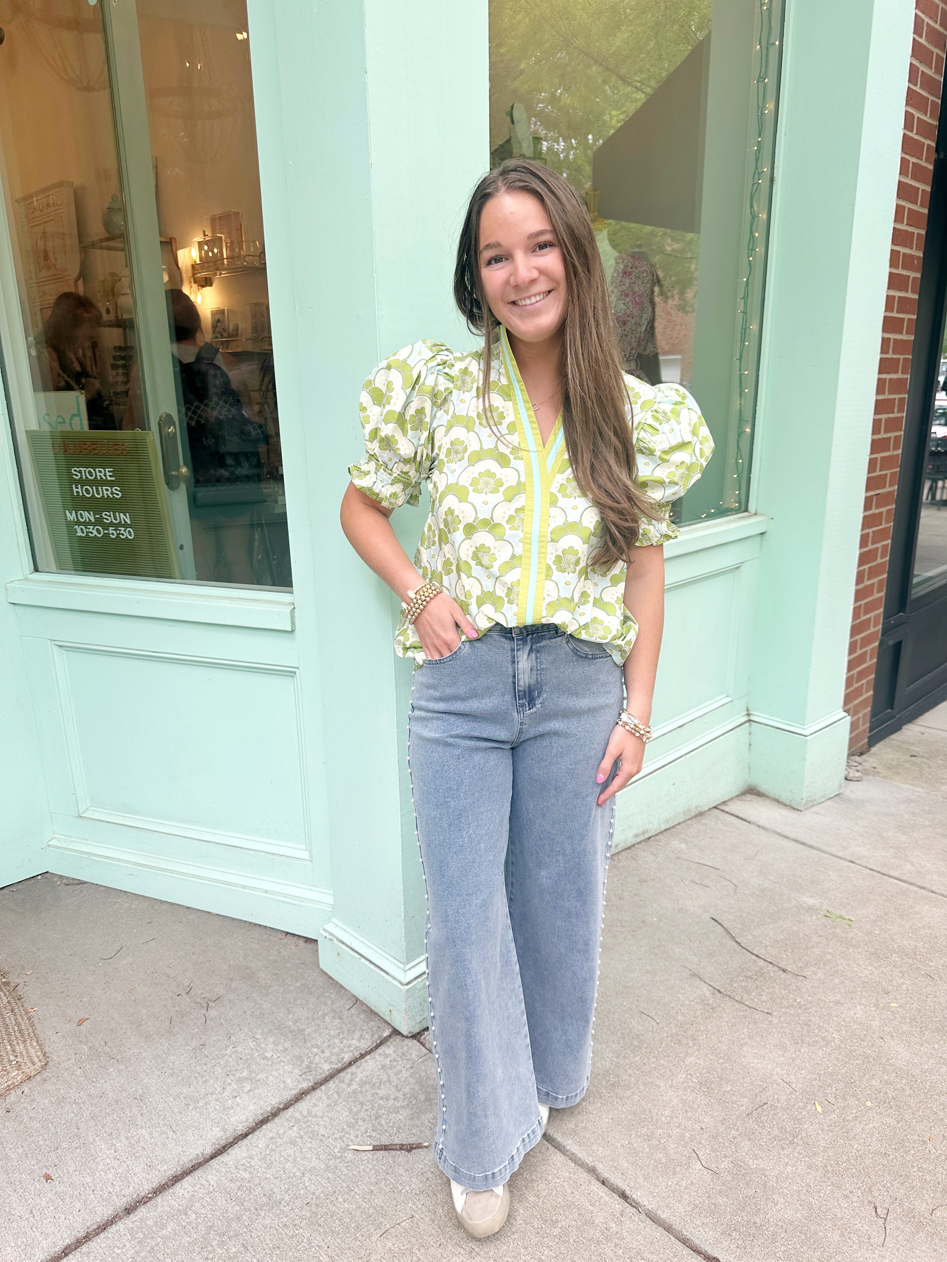 Chartreuse Collared Top