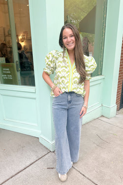 Chartreuse Collared Top