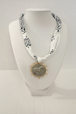Basic Horse Two Tone Pendant Scarf Charm Necklace