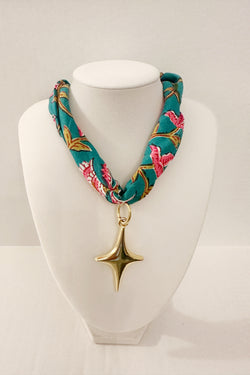 Star Floral Scarf Charm Necklace