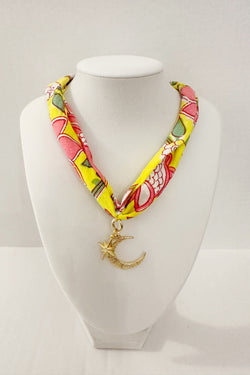 Moon and Star Scarf Charm Necklace