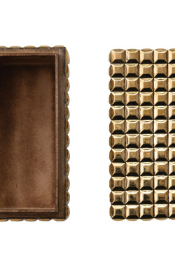 Brass Studded Box, Gold Finish