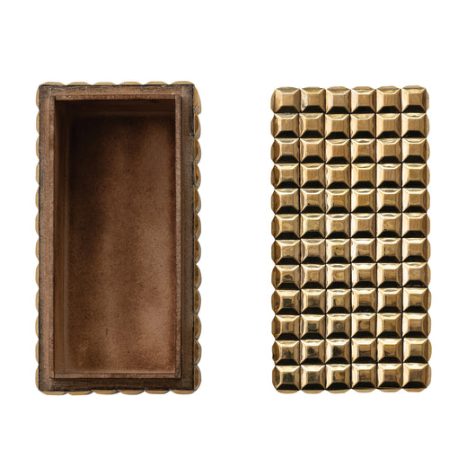 Brass Studded Box, Gold Finish