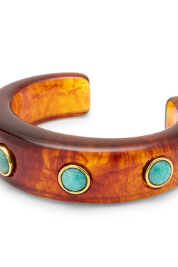 Lucas Jack Tortoise Shell Resin & Amazonite Cuff