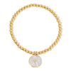 Cross Accented Shell Charm Stretch Bracelet