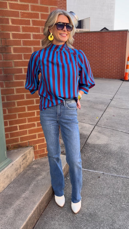 High Rise Hem Straight Jeans