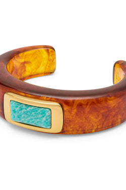 Lucas Jack Tortoise Shell Resin & Amazonite Statement Cuff