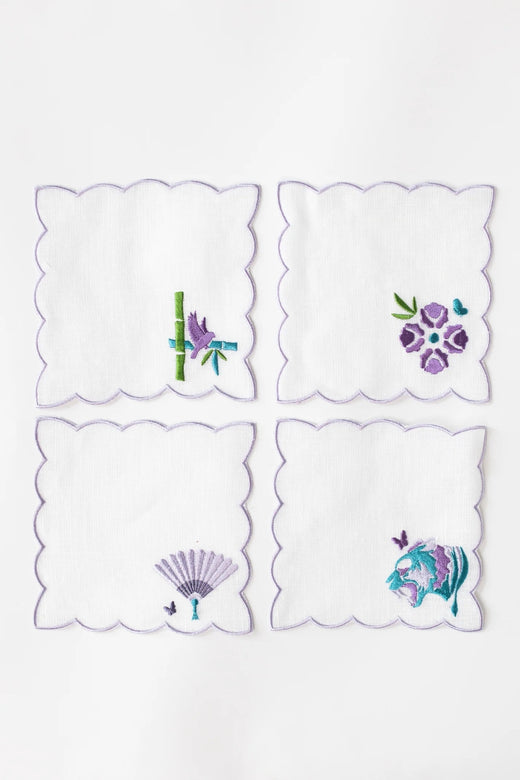 Scalloped Linen Cocktail Napkins