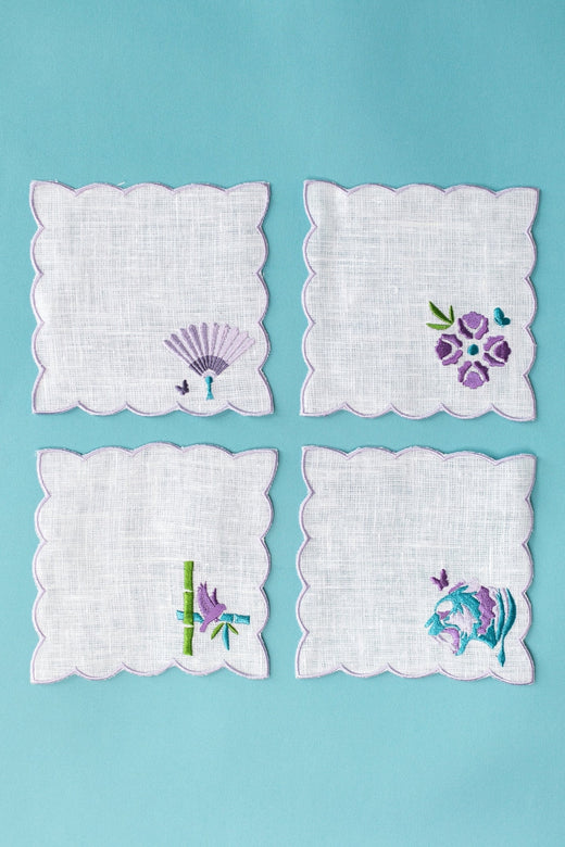 Scalloped Linen Cocktail Napkins