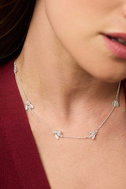 Julie Vos, Bee Delicate Station Necklace - Silver