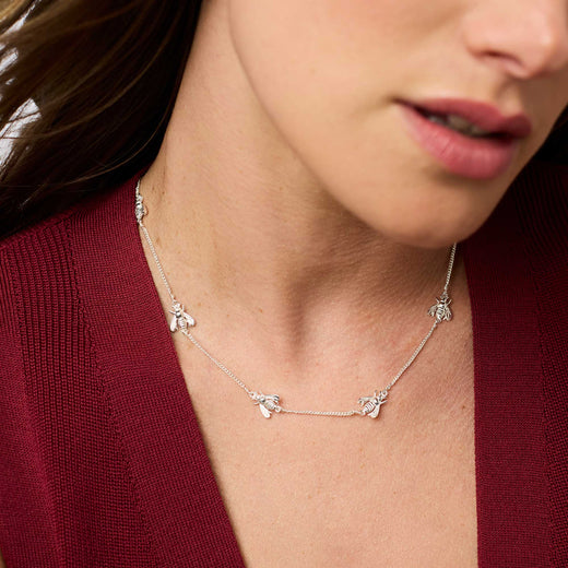 Julie Vos, Bee Delicate Station Necklace - Silver
