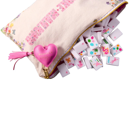 Springtime Safari Mahjong Tiles in Bright White  by Bespoke Mahjonmg