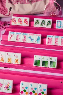 Springtime Safari Mahjong Tiles in Bright White  by Bespoke Mahjonmg