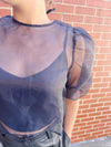 Sheer Blouse with Tie Back Closure