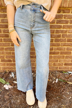 Straight Wide Leg Denim Pants