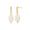 Dazzling Pave Bar and Pearl Drop Earrings