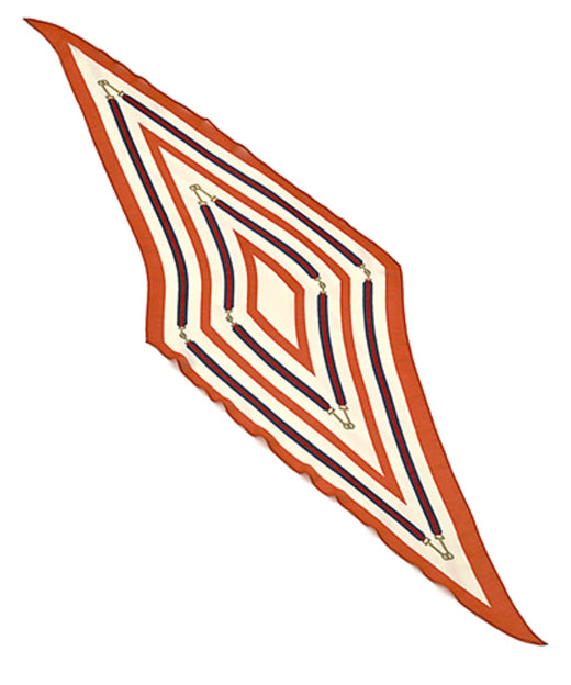 Horsebit Strap Print Diamond Shape Scarf