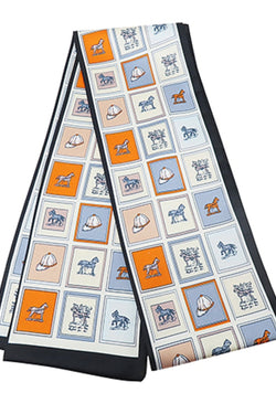 Equestrian Theme Print Narrow Scarf