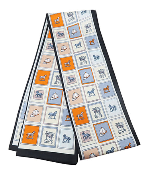 Equestrian Theme Print Narrow Scarf