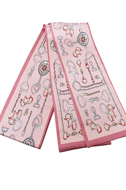 Equestrian Theme Print Narrow Scarf