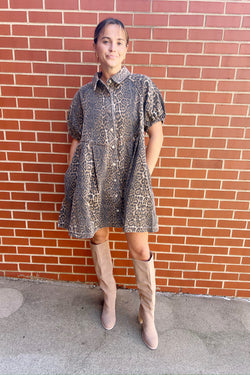 Cheetah Denim Dress