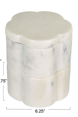 Marble Scalloped Stackable Pinch Pots w/ Lid, Set of 2