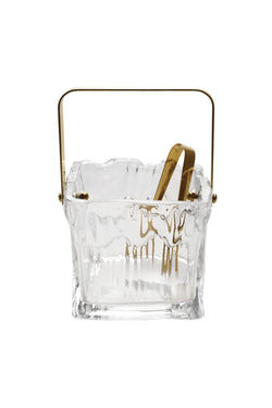 24 oz. Textured Glass Ice Bucket with Tongs