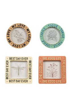 Hand-Painted Embossed Stoneware Photo Frame
