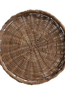 Decorative Hand-Woven Rattan Scalloped Footed Pedestal