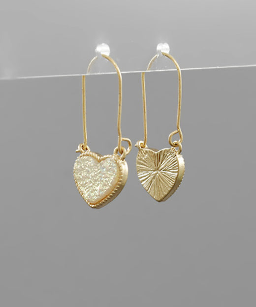 Heart Shape Druzy Hoops