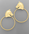 Horse Head & Circle Earrings