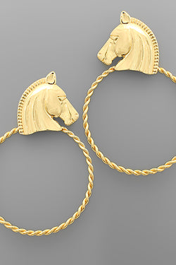 Horse Head & Circle Earrings