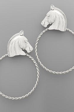 Horse Head & Circle Earrings