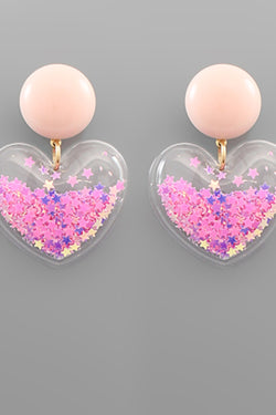 Star Glitter Heart Earrings