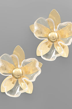 Acrylic & Metal Flower Earrings