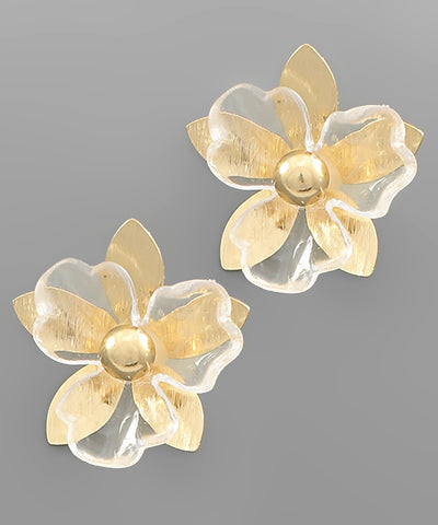 Acrylic & Metal Flower Earrings