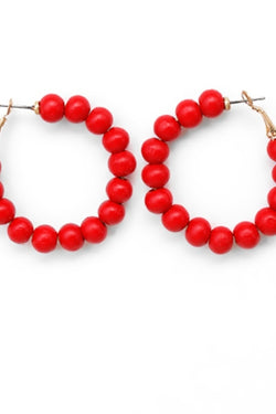 Colored Wood Beaded Hoops