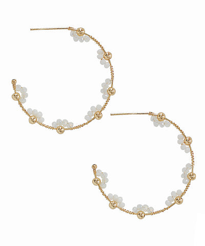 Glass Bead Flower Hoops