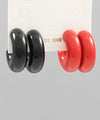 Red and Black Chunky Hoop Earrings Set