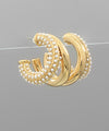 Pearl Beads Double Hoops