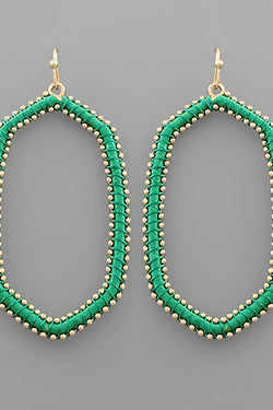 Raffia Wrapped Hex Hoops