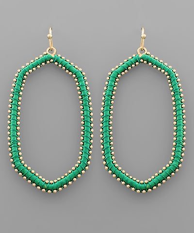 Raffia Wrapped Hex Hoops