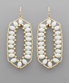 Glass Bead & Metal Hexagon Earrings