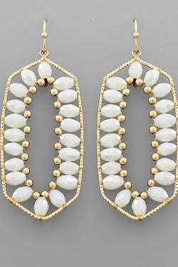 Glass Bead & Metal Hexagon Earrings