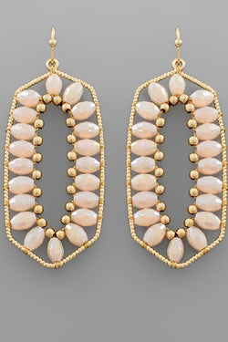 Glass Bead & Metal Hexagon Earrings
