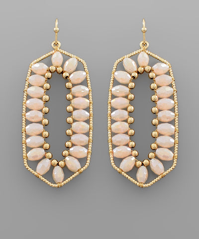 Glass Bead & Metal Hexagon Earrings