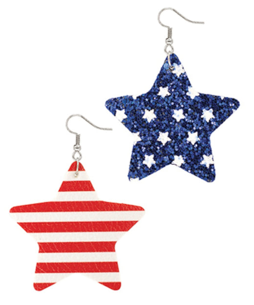 Glitter USA Flag Star Earrings
